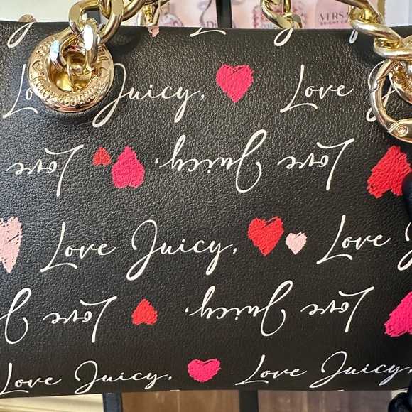 🎉HP🎉Juicy Couture Black w/pink, white & Black Shoulder Bag or Mini Tote - Picture 2 of 13